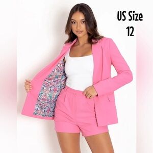 BLACKMILK HOT PINK BLAZER with WILLIAM MORRIS LINING!